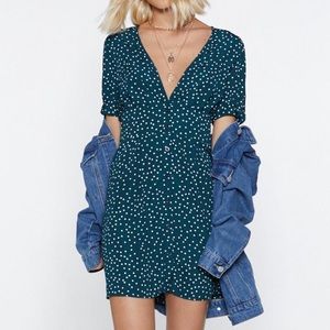 Teal polka dot dress